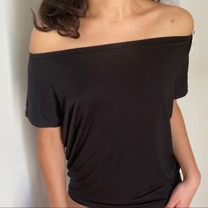 off the shoulder black tee